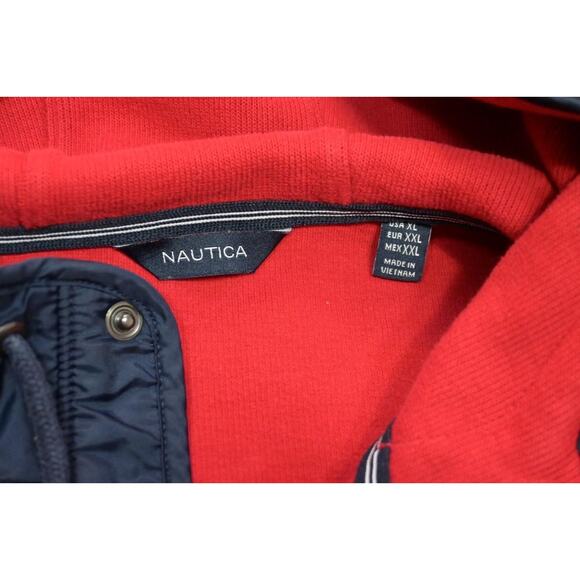 Nautica Hoodie Jacket Snap Neck Sailing Red Long Sleve Size XL - Picture 10 of 11